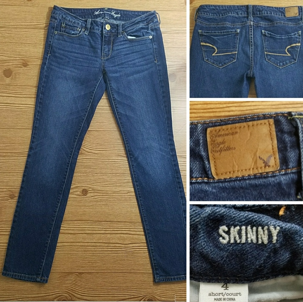 AEO skinny stretch jeans medium dark wash 4 short